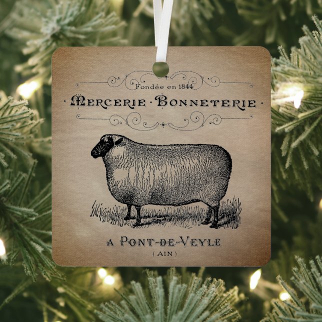 Adorno Metálico Rústico campo francés de tipografía de ovejas (in situ)