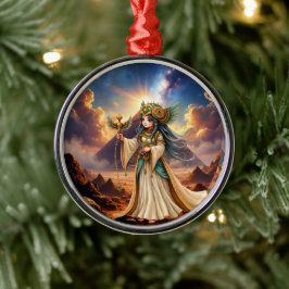Adorno Metálico Sacerdotisa Celestial de la Pirámide Dorada.