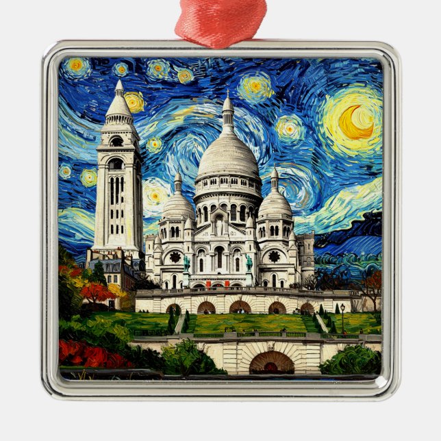 Adorno Metálico Sacre-Coeur Paris France Starry Night (Frente)