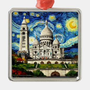 Adorno Metálico Sacre-Coeur París Francia Noche estrellada