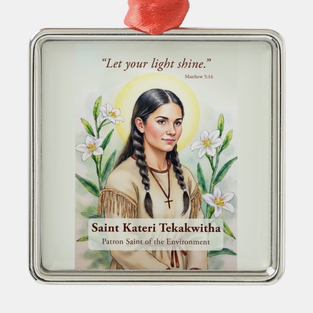 Adorno Metálico Saint Kateri Tekakwitha Religious Encouragement (Frente)