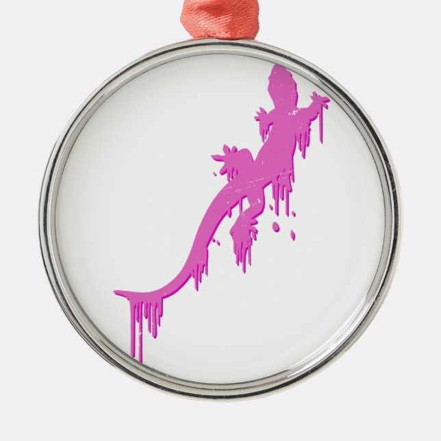 Adorno Metálico Salamandra rosa con gota de pintura (Frente)