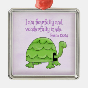 Adorno Metálico salmo 139:14 niños tortuga cristiana