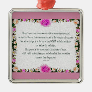 Adorno Metálico Salmo 1 Arte - Bendito recto con diseño floral