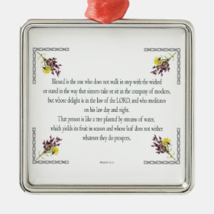 Adorno Metálico Salmo 1 Arte - Bendito recto con diseño floral