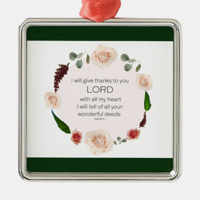 Adorno Metálico Salmo 9:1, Biblia Verse (Frente)