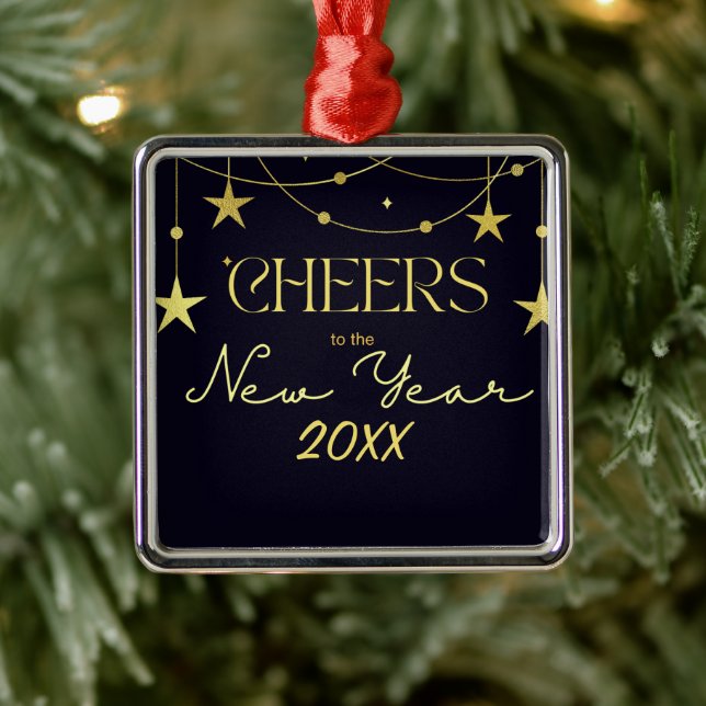 Adorno Metálico Saludos a las estrellas del mensaje de Año Nuevo (Árbol)