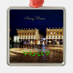 Adorno Metálico Saludos de Navidad desde Nancy, Francia