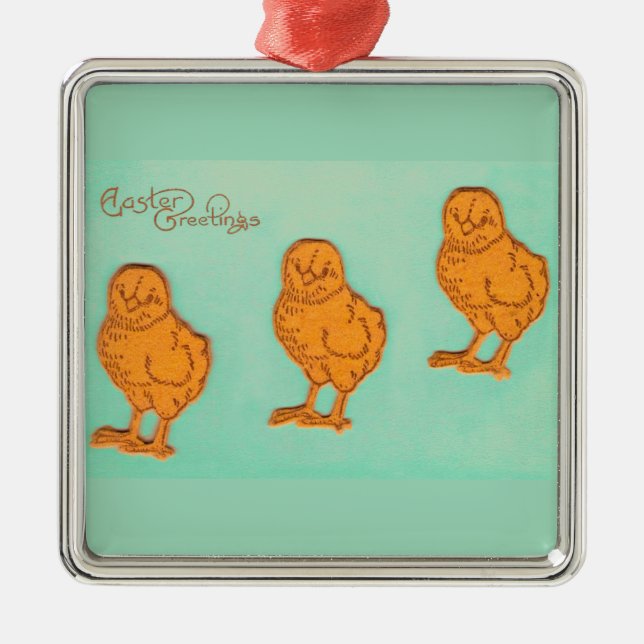 Adorno Metálico Saludos de Pascua Chicas Verde (Frente)