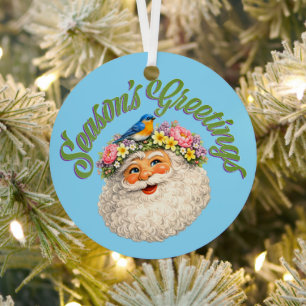 Adorno Metálico Saludos de Temporada - Santa de Primavera