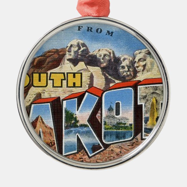 Adorno Metálico Saludos Desde Dakota Del Sur (Frente)