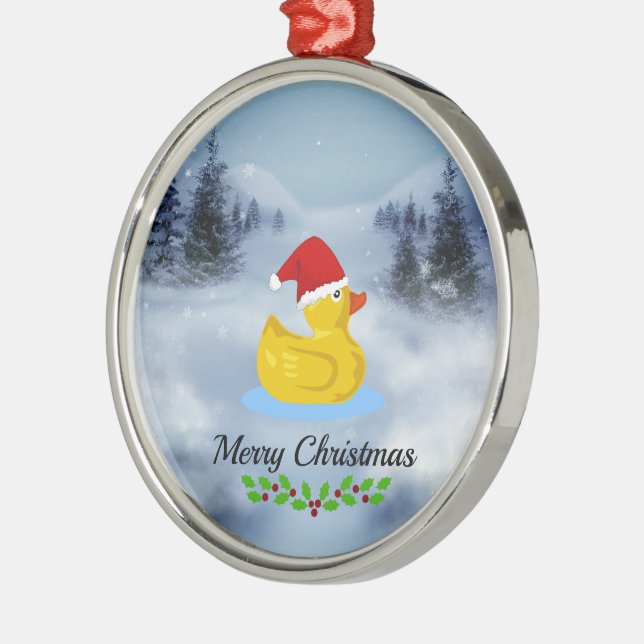 Adorno Metálico Saludos navideños Rubber Ducky (Izquierda)