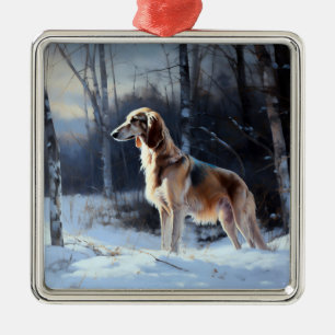 Adorno Metálico Saluki Let It Snow Navidades
