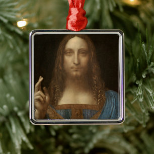 Adorno Metálico Salvator Mundi de Leonardo da Vinci (Jesucristo)