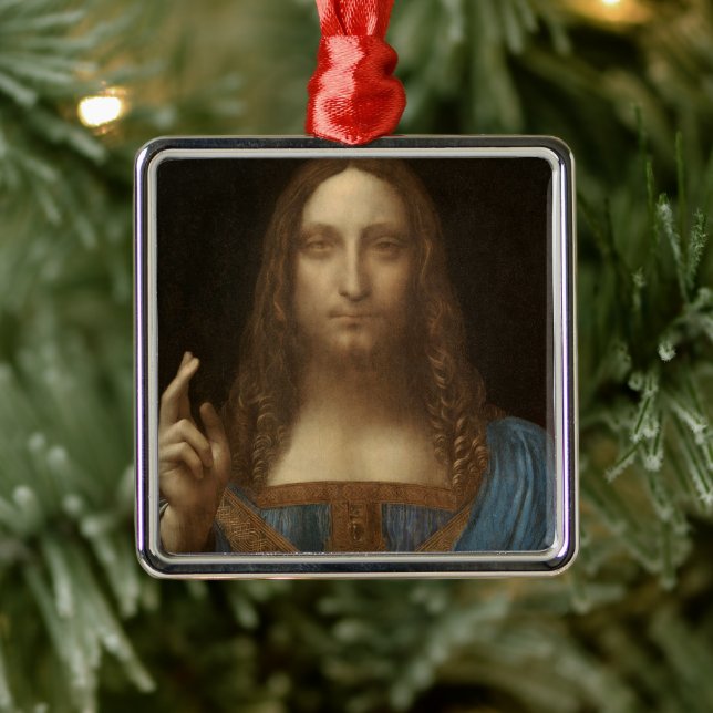 Adorno Metálico Salvator Mundi (Jesucristo) de Leonardo da Vinci (Árbol)
