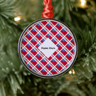 Adorno Metálico Samoa Bandera Samoana Tiled Negro Personalización