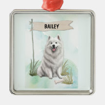 Samoyed Acuarela Perro Personalizado