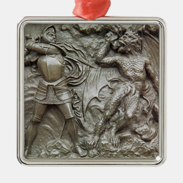 Adorno Metálico San Jorge que lucha el dragón (Frente)