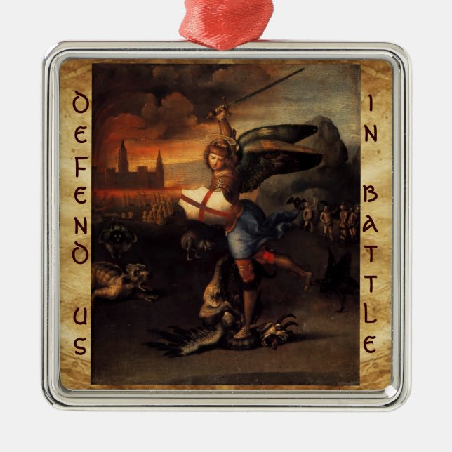 Adorno Metálico San Miguel y la Oración del Dragón (Frente)