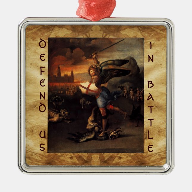 Adorno Metálico San Miguel y la Oración del Dragón (Frente)