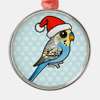 Adorno Metálico Santa Budgie azul y amarillo