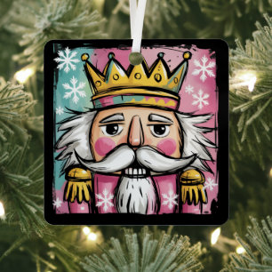 Adorno Metálico Santa Cascanueces Acuarela Elegante Navidad Femeni