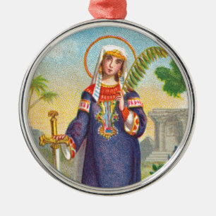 Adorno Metálico Santa Catalina de Alejandría con vestido egipcio