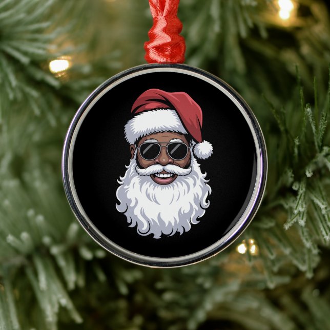 Adorno Metálico Santa Claus Black Xmas Santa Afro African American (Árbol)