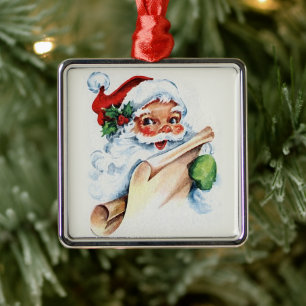Adorno Metálico Santa Claus con su lista de Navidades