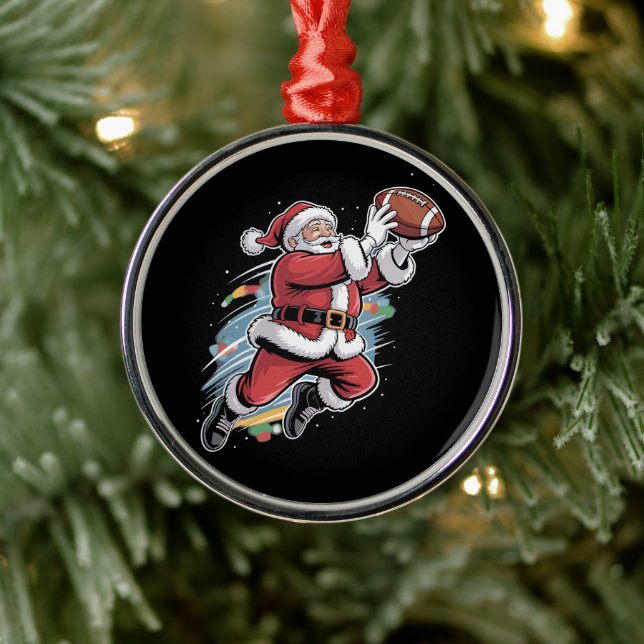 Adorno Metálico Santa Claus juega a Navidades de fútbol americano (Árbol)