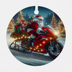 Adorno Metálico Santa Claus montando una motocicleta en Ducati