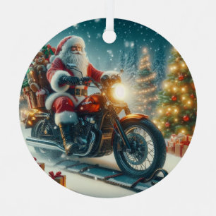 Adorno Metálico Santa Claus montando una motocicleta Honda