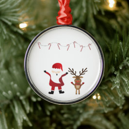 Adorno Metálico Santa Claus Rudolph El reno de la nariz roja