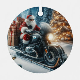 Adorno Metálico Santa Claus Viajando En Motocicleta BMW