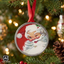 Santa Claus vintage de Navidad, alegre y guiñando