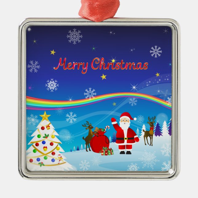 Adorno Metálico Santa Claus y los renos (Frente)