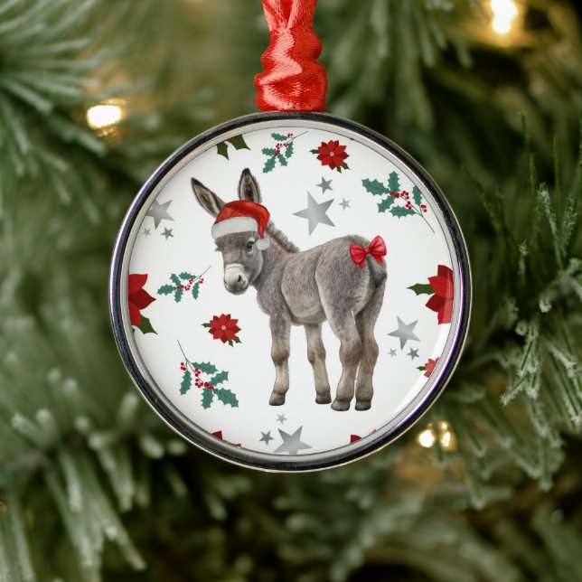 Adorno Metálico Santa Donkey Christmas Ornament Keepsake (Árbol)
