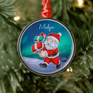 Adorno Metálico Santa está de camino a los Navidades de las aurora