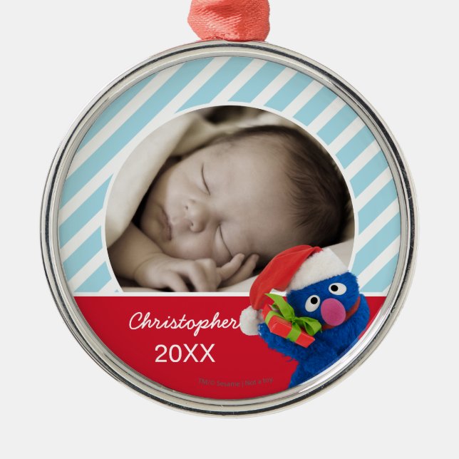 Adorno Metálico Santa Hat Grover | Añadir su nombre (Frente)