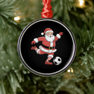 Adorno Metálico Santa Juega Fútbol Navidad Deportes