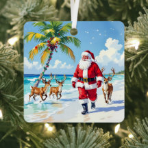 Santa Lindo en la Playa con Reno Personalizado