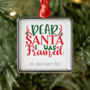 Adorno Metálico Santa Me Han Enmarcado - Personaliza- Navidad