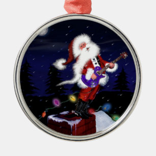 Adorno Metálico Santa Plays Guitar