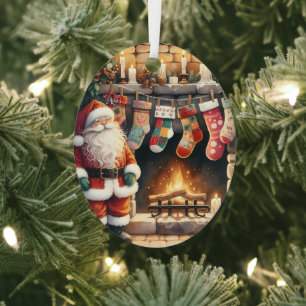 Adorno Metálico Santa por la chimenea Navidades Stockings