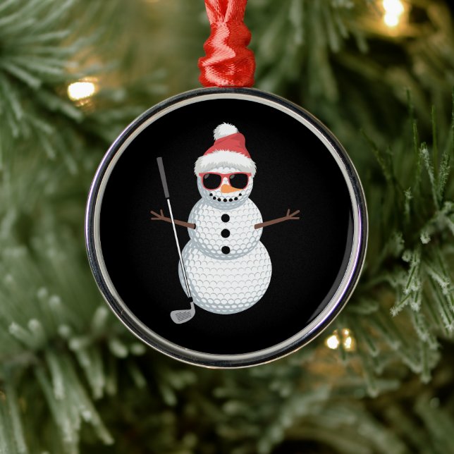 Adorno Metálico Santa Snowman Golf Ball Christmas Golfer Gift  (Árbol)