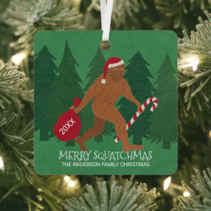 Adorno Metálico Santa Squatch Funny Christmas Double Sided Cute