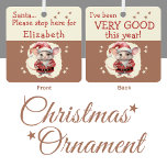 Adorno Metálico Santa stop aquí nombre el lindo ratón<br><div class="desc">Haz que tus vacaciones sean más claras con este adorable adorable adorno navideño personalizado. La parte delantera dice: "Santa, por favor, detente aquí por [Nombre]" con letras juguetonas, perfectas para los pequeños que esperan llamar la atención de Santa. Volteando, y verán, "He sido muy bueno este año" — un dulce...</div>