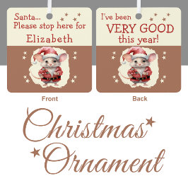 Adorno Metálico Santa stop aquí nombre el lindo ratón