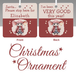 Adorno Metálico Santa stop aquí nombre el ratón lindo rosa