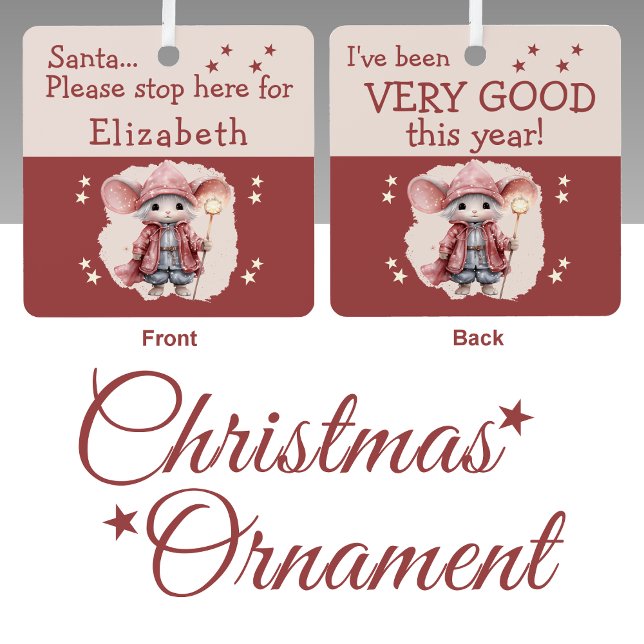 Adorno Metálico Santa stop aquí nombre el ratón lindo rosa (Subido por el creador)